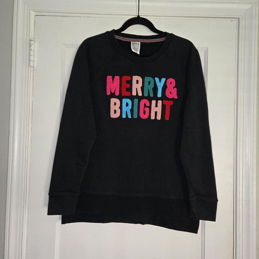 Royce Merry Bright Sweatshirt Womens Large Black Fleece Holiday